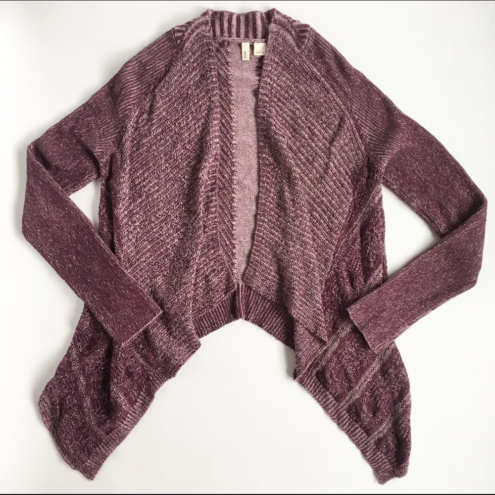 Anthropologie Mauve Open-Front Draped Cardigan